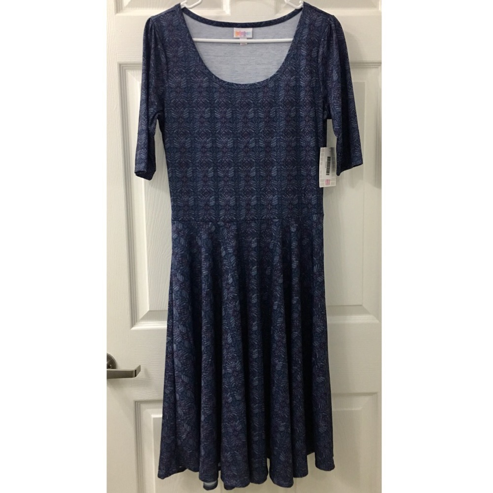 LuLaRoe Nicole - blue & purple Aztec design